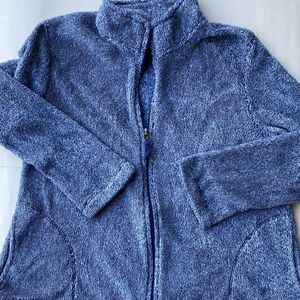 Stan Herman Blue & White Full zip cozy Jacket Size Large